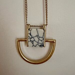 Gold and Marble Pendant Necklace